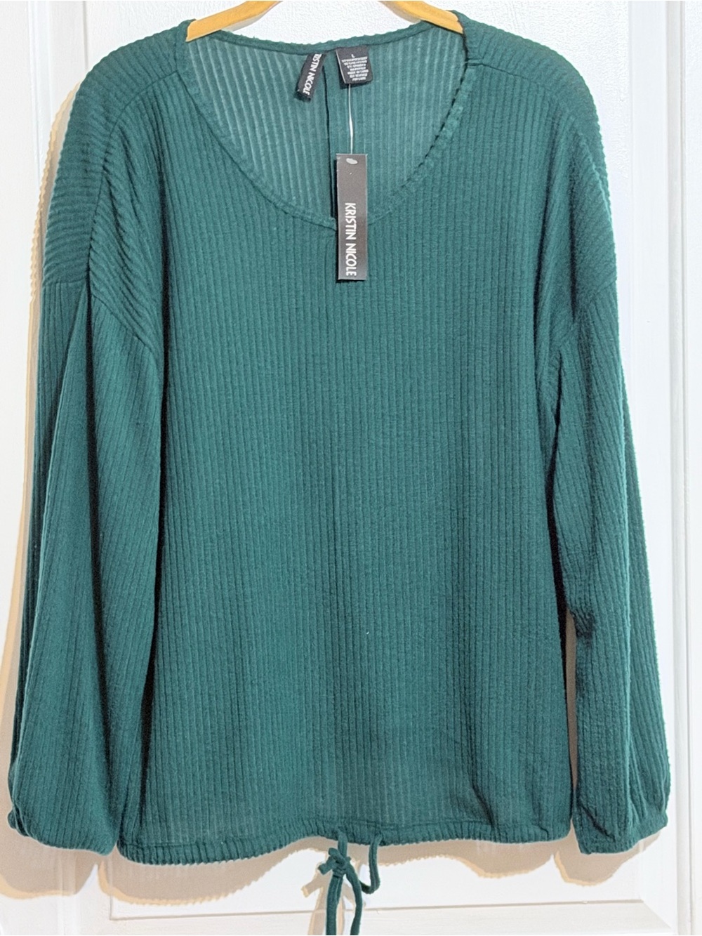 Kristin Nicole Forest Green Ribbed Long Sleeve Top - Picture 2 of 6